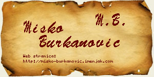 Miško Burkanović vizit kartica